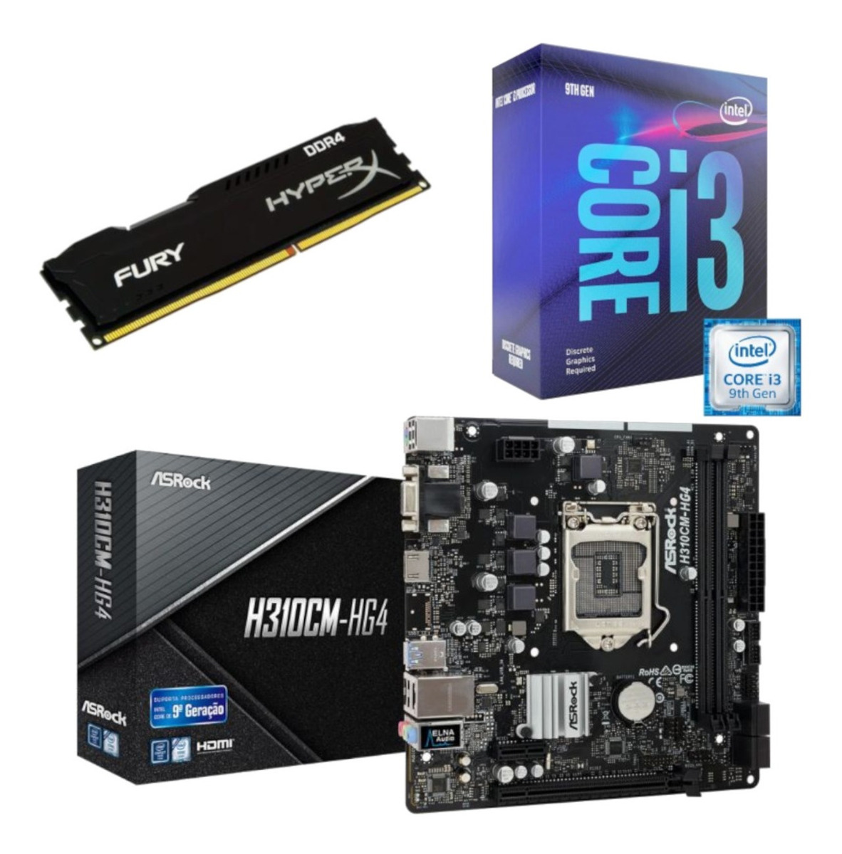 Kit Intel I3 9100f+ Asrock H310cm Hg4 + Hx 8gb 2400 | Mercado Livre
