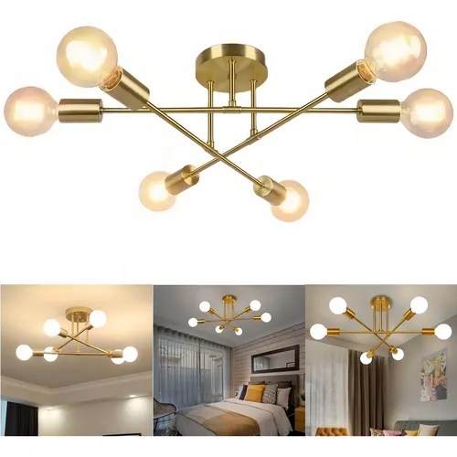 Lámpara De Techo Colgante Decorativas Moderna 6 Luces Sala MercadoLibre