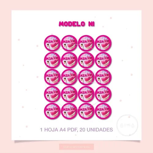 Wish Dragon Circulos Stickers Toppers Cumple Imprimibles en venta en