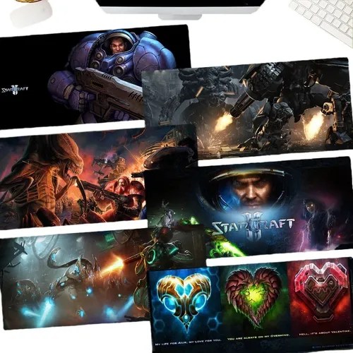 Starcraft Ii Tapete Mouse Pad Largo Gamer Borde Cosido Scifi Envío gratis