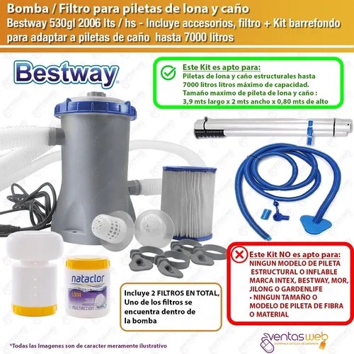 Bomba Filtro Pileta De Lona + Kit Barrefondo Completo!! | Ventas Web Compras A Un Click De Distancia