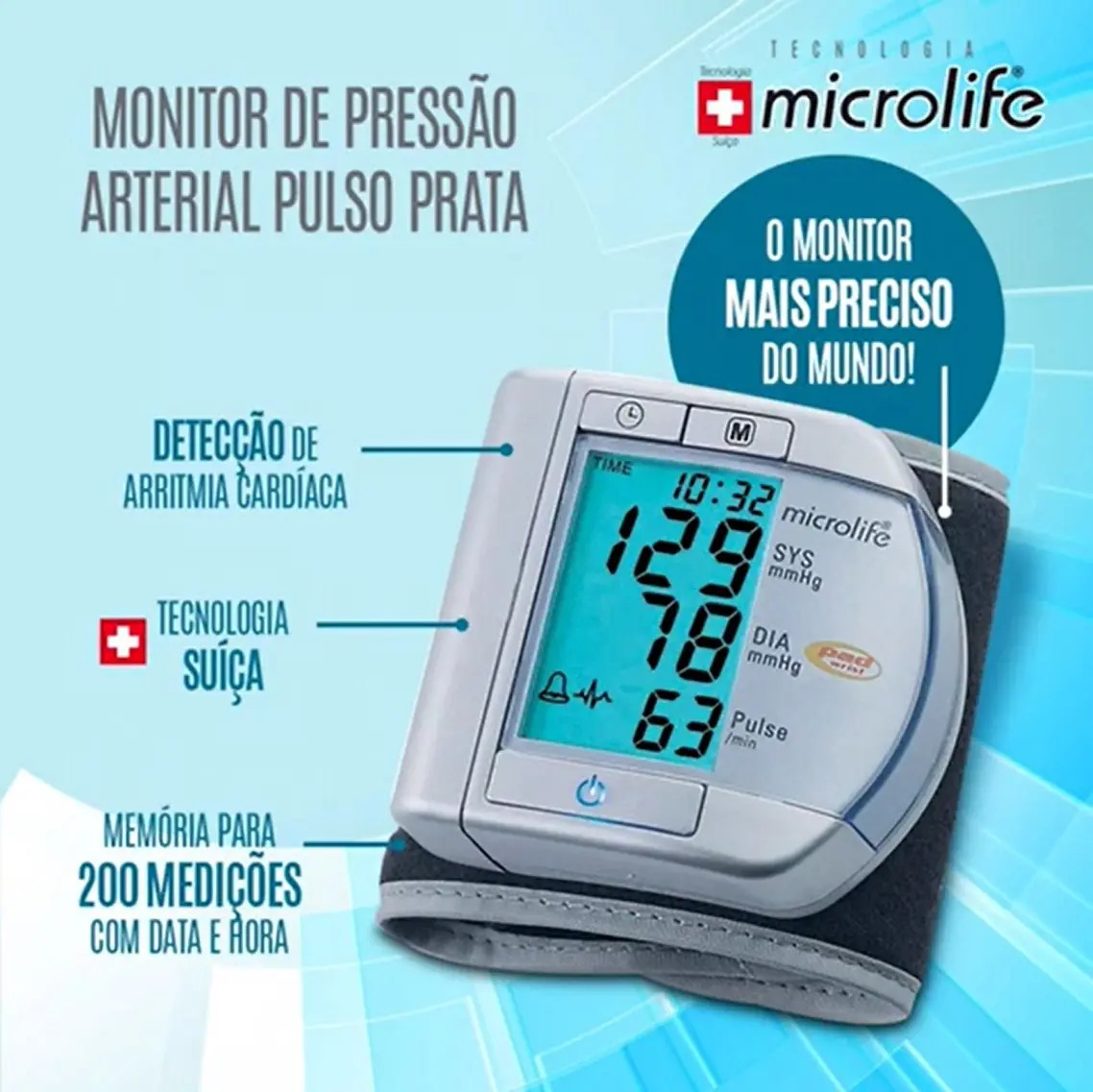 Aparelho De Medir Pressão Digital Microlife Bpw100 Prata Mercado Livre