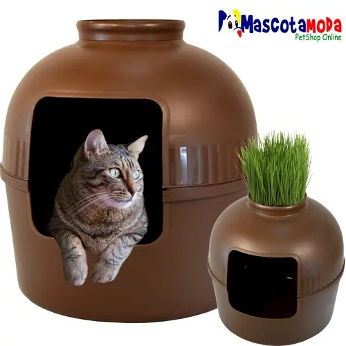 Arenero Iglu O Casa Para Gatos Con Maceta Superior Decora Mercado Libre