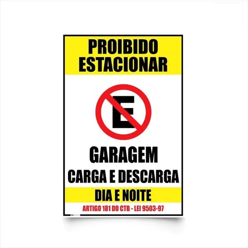 Placa De Proibido Estacionar Carga E Descarga 60x40cm Grande Parcelamento sem juros