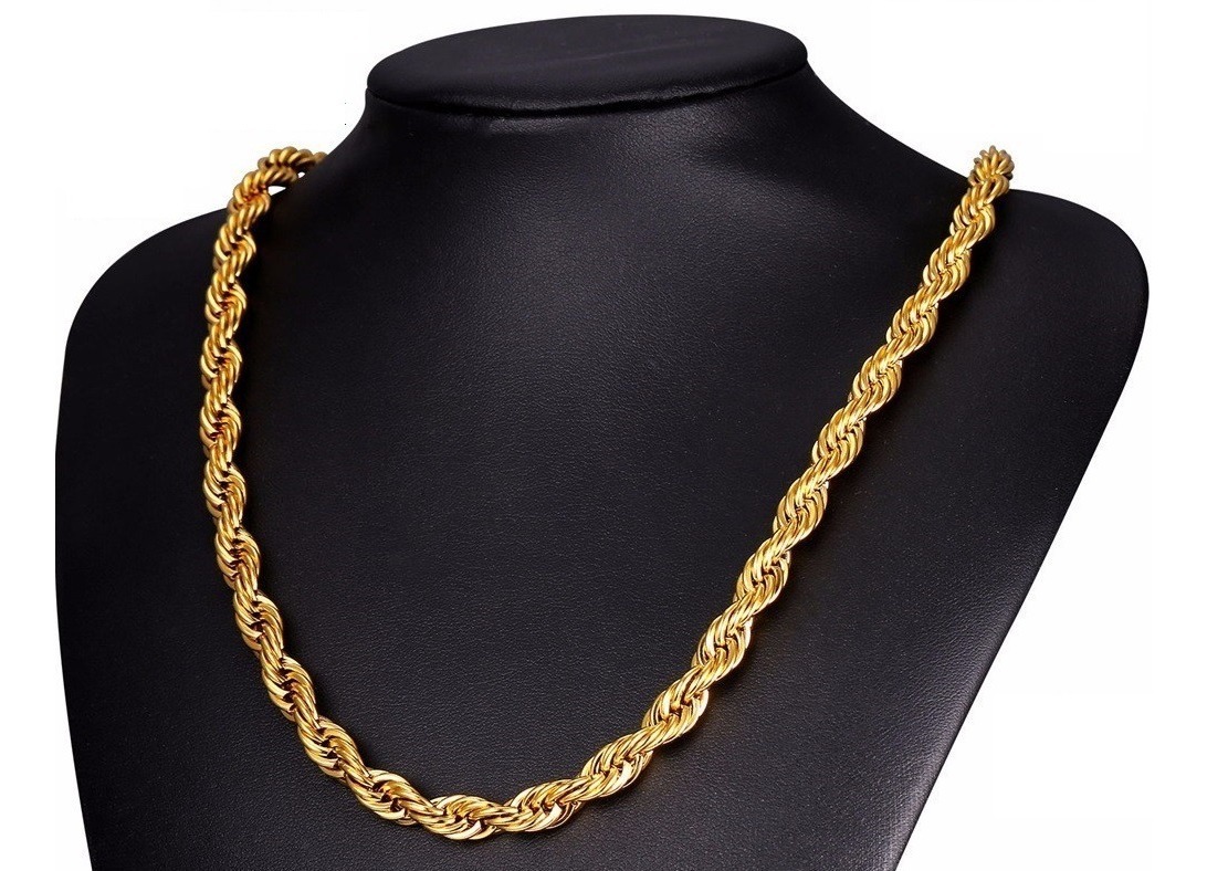 Cadena Torsal Oro Laminado 18k 30 Micras 6mm 56cm Meses sin intereses