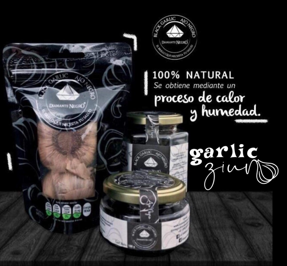 Ajo Negro Organico Gourmet Diamante Negro 10 Cabezas GARLIC STORE