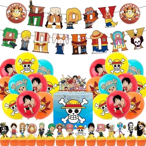 Kit Fiesta One Piece Luffy Globos De Cumpleaños Decoración Meses sin