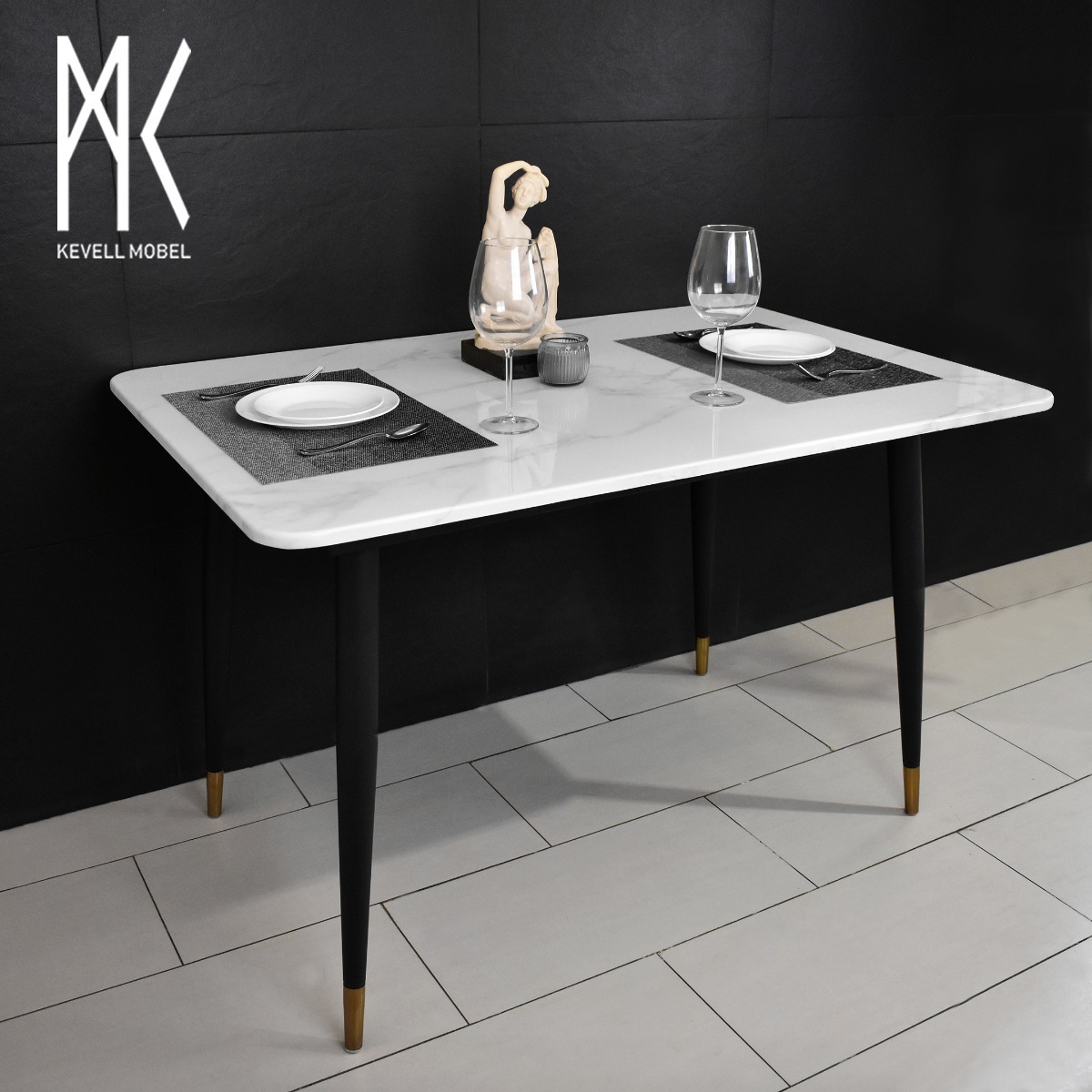 Comedor Moderno Marmol Y Metal + 4 Sillas Blancas Eames Mercado Libre