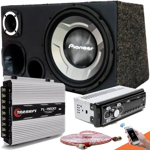 Kit Som Caixa Trio Sub Pioneer + Radio + Taramps Pra Uno