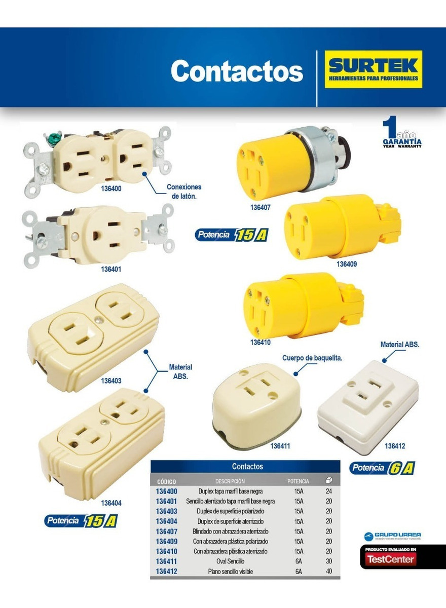 5 Piezas Contacto Sencillo Eléctrico Plano Visible 127v Surtek Mod