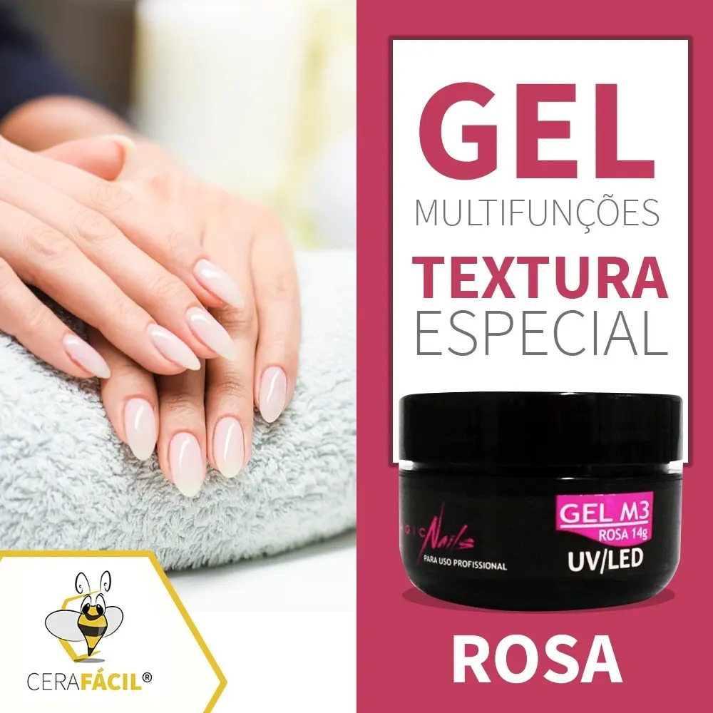Gel M3 Para Unhas Uv/ Led Rosa 14g Magic Nails Mercado Livre
