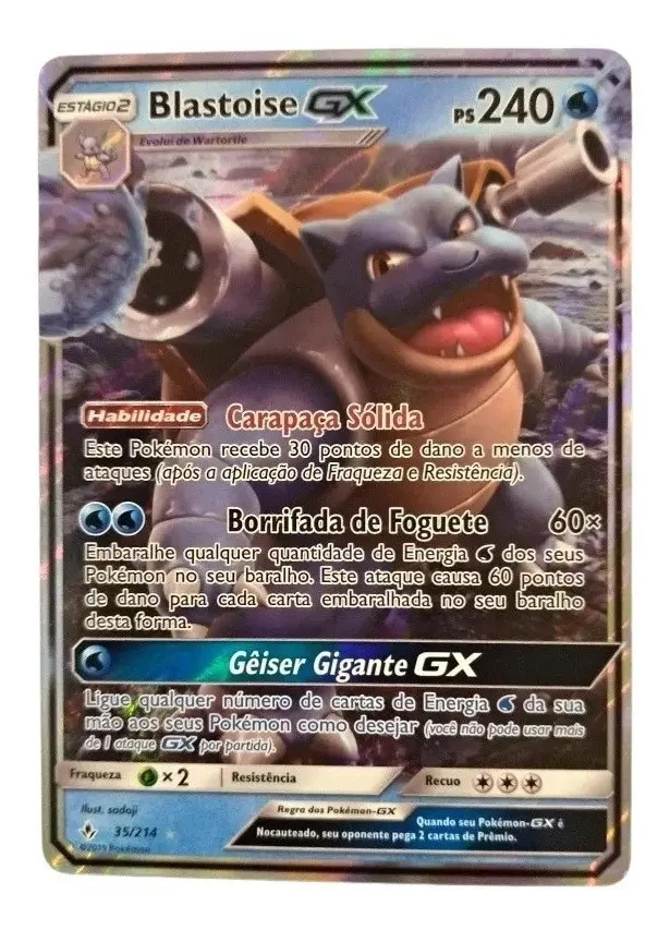 Card Pokemon Blastoise Gx Original. Mercado Livre