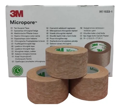 Micropore 3m 2.5cm X 9.1mt Color Piel 15331 Pack 3 Unid Cuotas sin