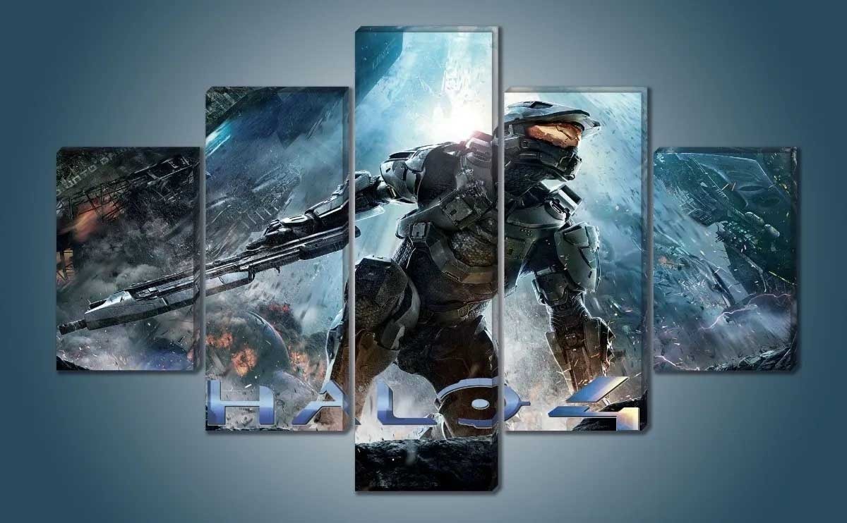 Set De 5 Cuadros Decorativos Halo 4 114x185cm Envío gratis