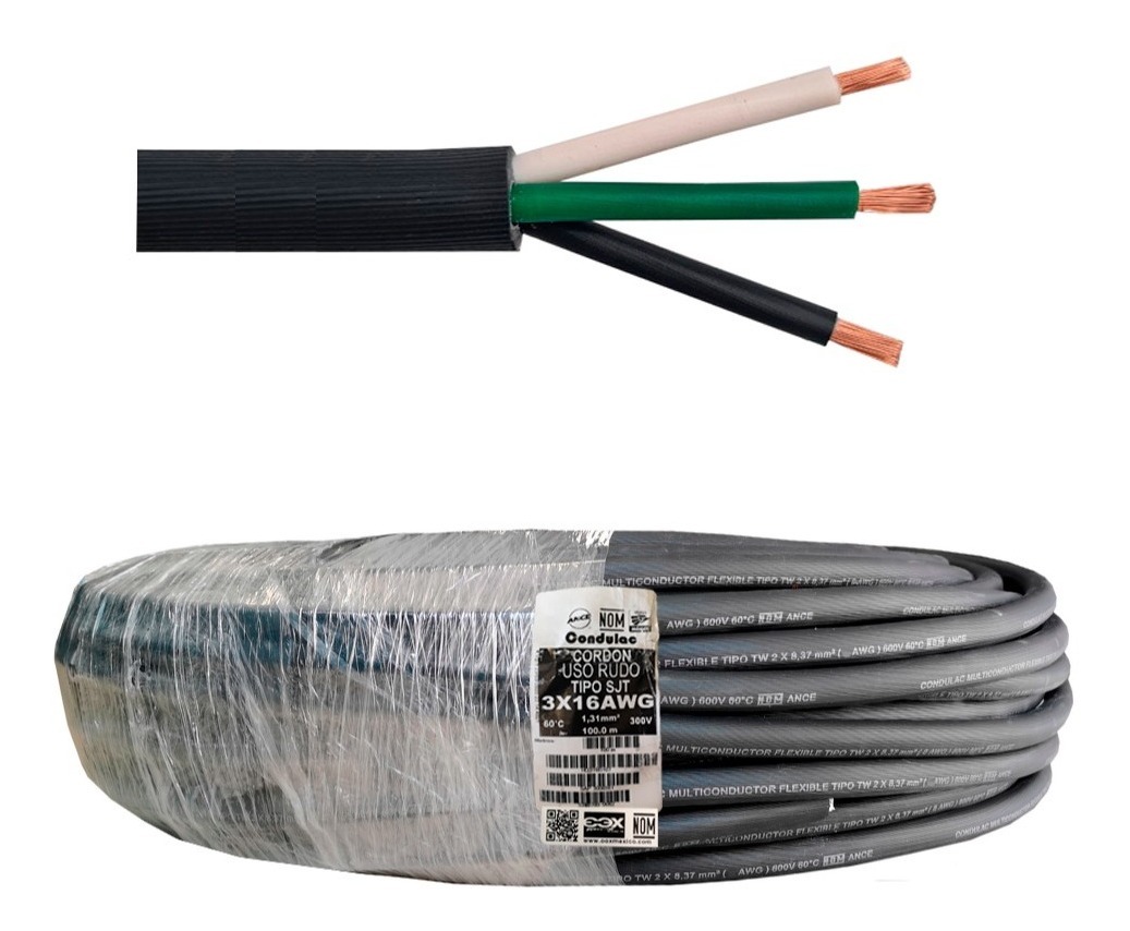 Cable Uso Rudo 3 X 16 Cobre X 20 Metros OOXMEXICO