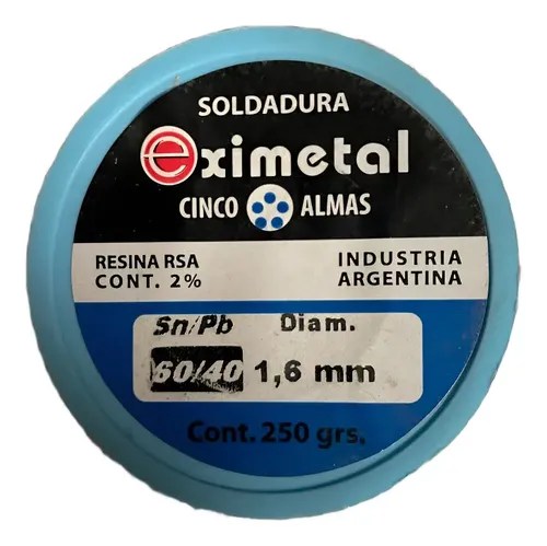 Estaño Rollo 1.6mm Eximetal Para Soldar 250gr 1,6mm Envío gratis