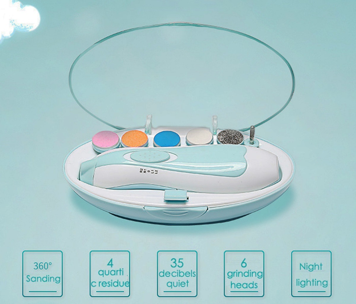 Aparador De Unhas Elétrico Bebes Recém Nascidos Crianças Silencioso Kit