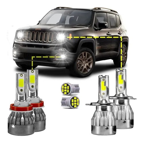 Kit Ultra Led Jeep Renegade 2017/2021 20000 Lúmens 6500k Corre Que Ta