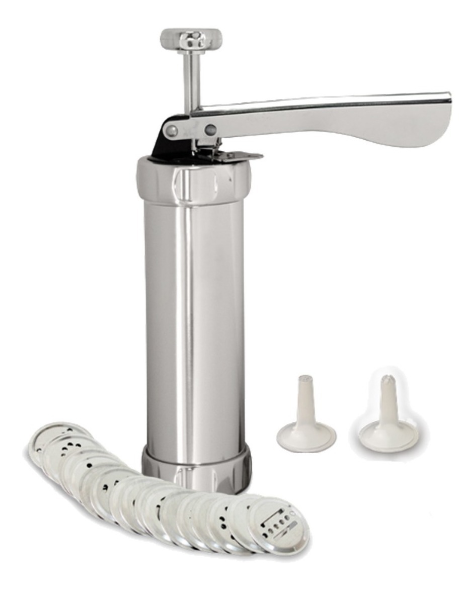 Maquina De Fazer Biscoito Cookies Biscoiteira Inox 20 Moldes Mercado