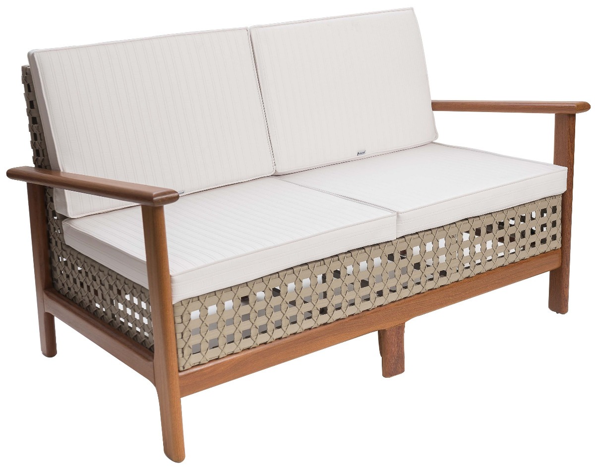 Sofá 2lug Sintético Madeira Area Externa Jardim Sacada Parcelamento