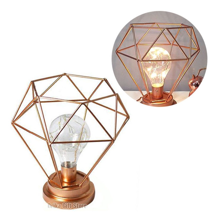 Luminaria Diamante Mesa Aramado Rose Cobre Led Abajur Pilha MercadoLivre