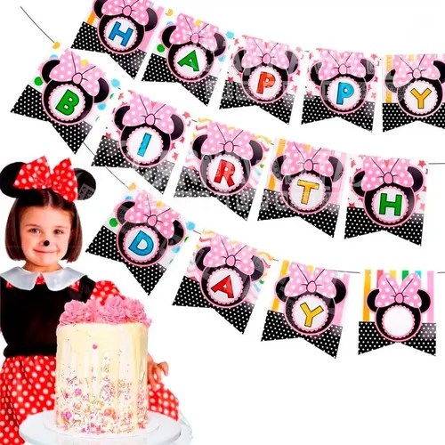 Letrero Feliz Cumpleaños Minnie Mouse Fiesta Mimi Banner MercadoLibre