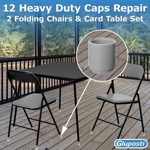 Folding Chair Leg Caps Gray 7/8 Inch (12 Pack) Heavy Duty Envío gratis