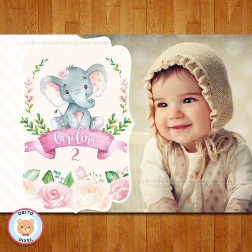 Kit Imprimible Elefante Nena Baby Shower Bautismo Cumpleaños en venta