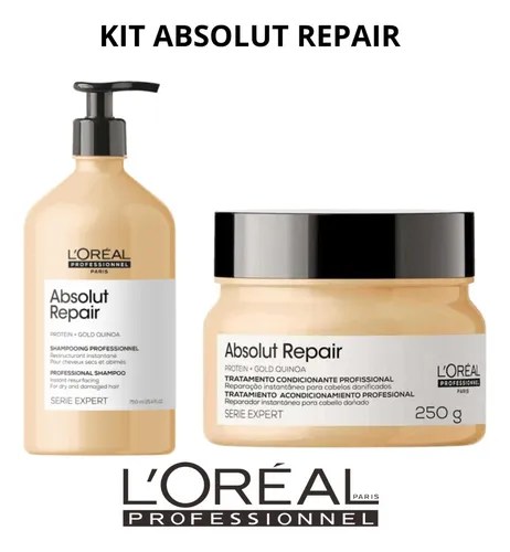 Kit Absolut Repair Loreal Shampoo 750ml + Máscara 250g | Parcelamento