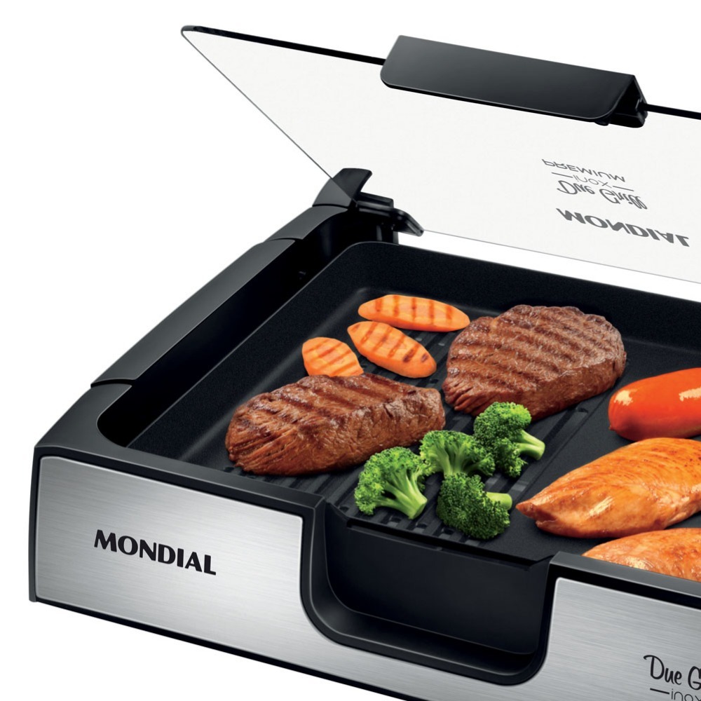 Chapa Grill Mondial Com Tampa De Vidro Carnes Frango Ovo Leg Mercado