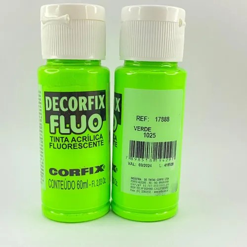 Tinta Acrilica Fluorescente Decorfix Fluo 60ml Cor Verde 1025