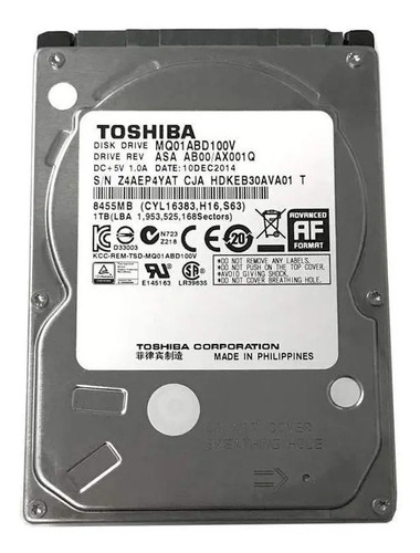 Disco Duro Interno Toshiba Mq01Abd-V Series Mq01Abd100V 1Tb | Mercadolibre