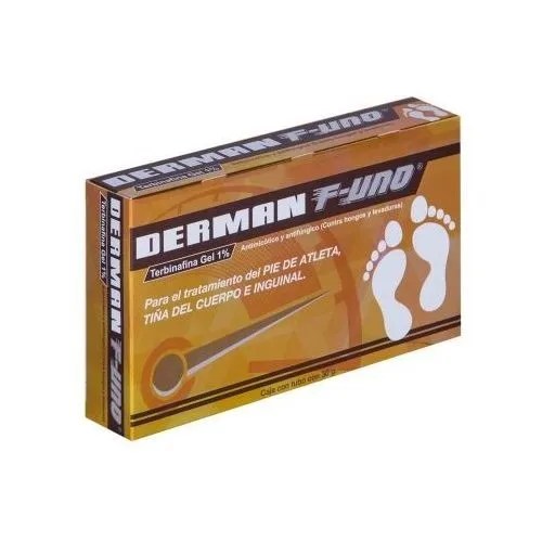 Derman F Uno Terbinafina 1 Antimicotico Pie De Atleta 30 Gr Meses sin intereses