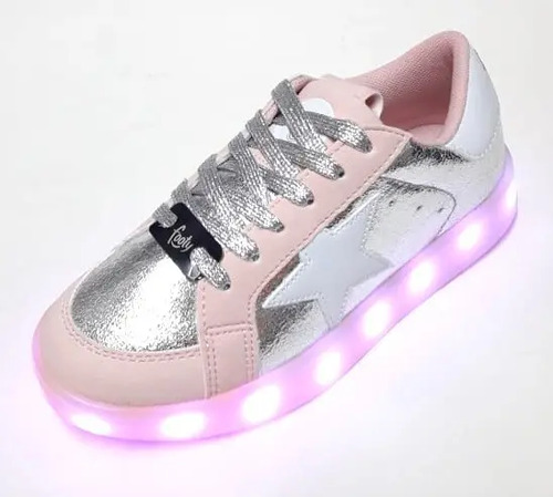 Zapatillas Footy Luces Led Y Abrojo Nena 30/38 Art Fxl138 | Envío Gratis