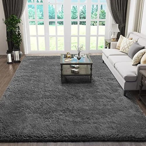 Ophanie Living Room Rugs 5x8 Grey, Fluffy Shag Fuzzy Plush S MercadoLibre