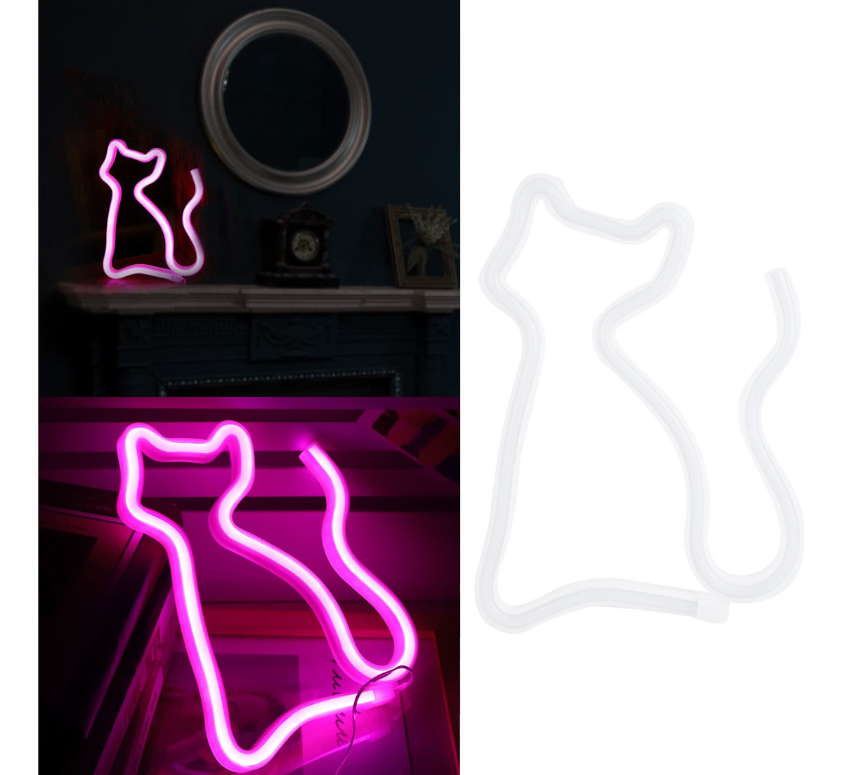 Luz De Neón En Forma De Gato Innovadora Luz De Noche