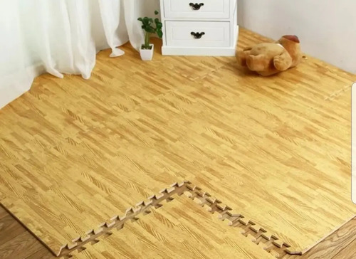 Piso De Goma Eva Simil Madera Marrón Claro 60Cm 1 Cm Pack X4 | Cuotas Sin Interés