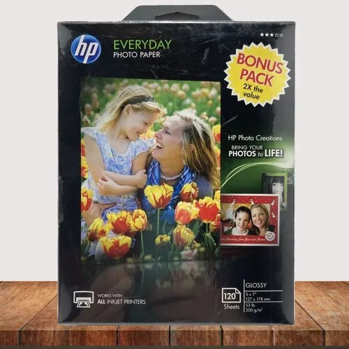 Papel Fotografico Hp Glossy 5x7 53lb Para Inkjet Printers Envío gratis