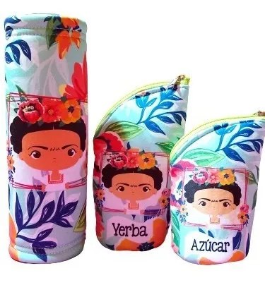 Yerbera Y Azucarera De Tela Estampada Mas Cubretermo | Mercadolibre