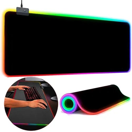 Mousepad 80 X 30 Gamer Rgb Led Mouse Pad Con Luz Led Color Negro Cuotas sin interés