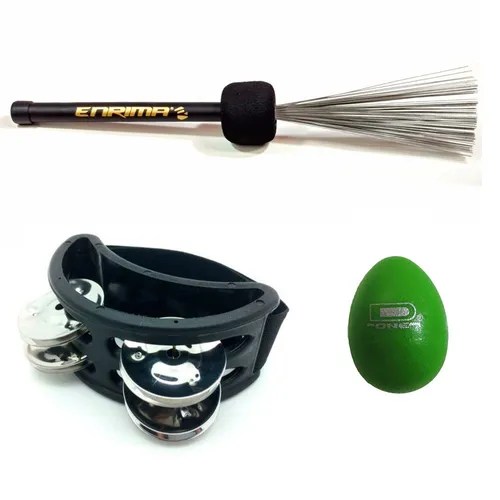 Kit Pandeirola De Pé + Vassourinha De Aço P/ Cajon + Egg Parcelamento