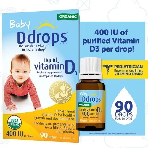 Vitamina D3 Liquida Para Bebés 400 Iu 90 Gotas (2.5 Ml) Envío gratis
