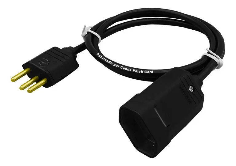 Extensão Elétrica Bivolt Preto Profissional 1 Metro CABOSPATCHCORD