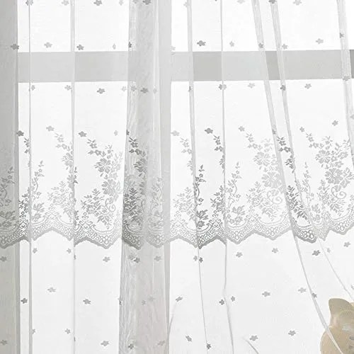 Romantic White Lace Curtain For Sliding Glass Door Parl... Cuotas sin