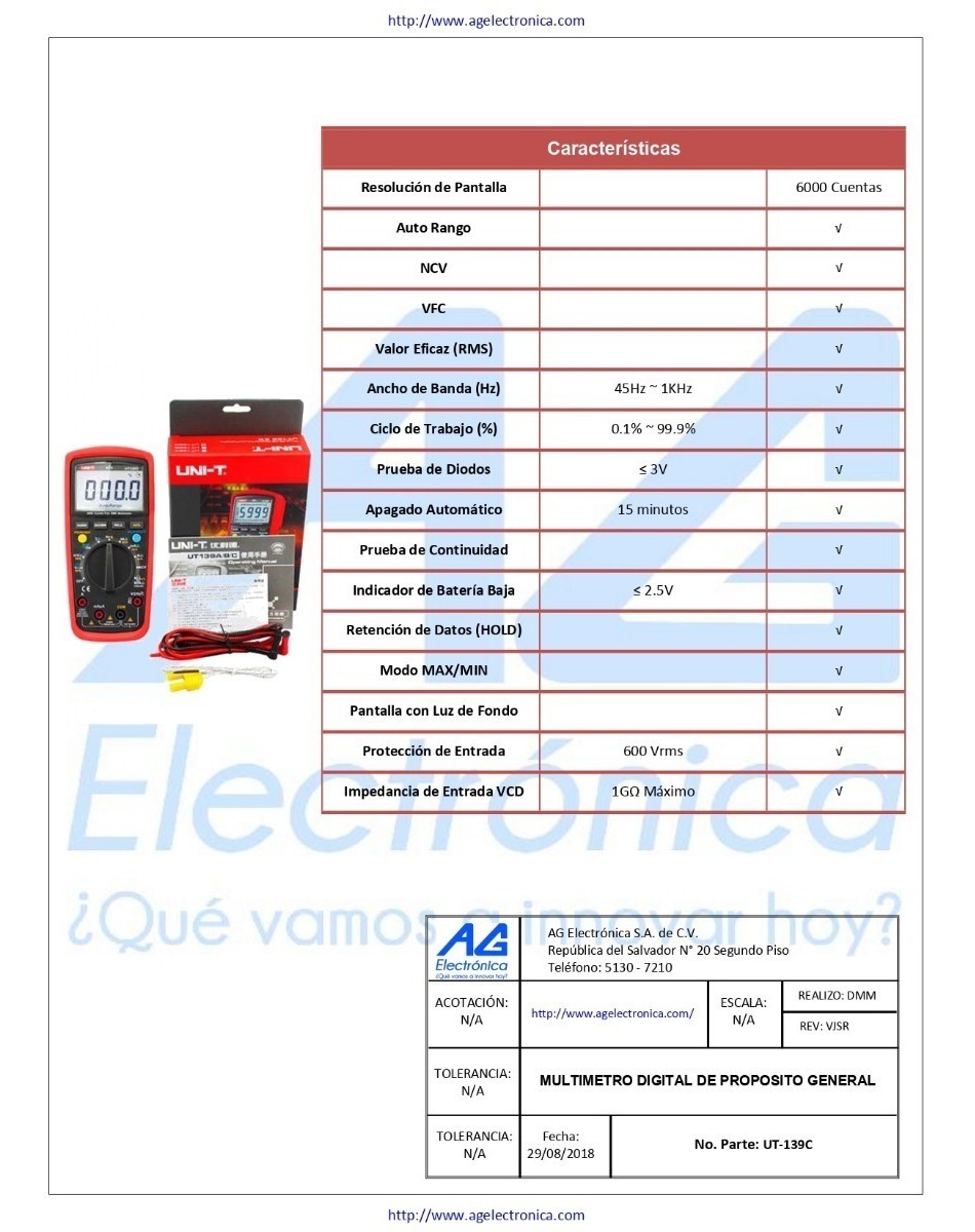 Multimetro Digital Unit Modelo Ut139c Mercado Libre