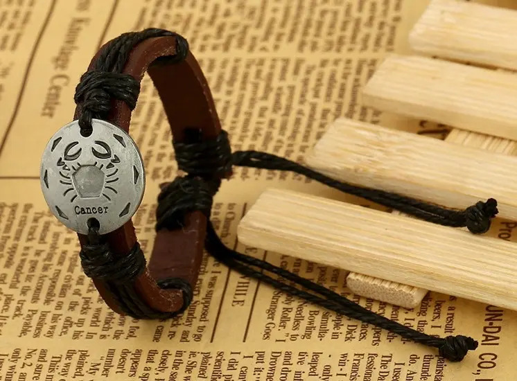 Manilla Pulsera Cuero Hombre O Mujer Con Signos Zodiacales Mercado Libre