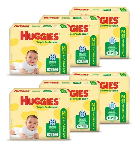 Pañales Huggies M en pack de 68 x 6 unidades | Envío gratis