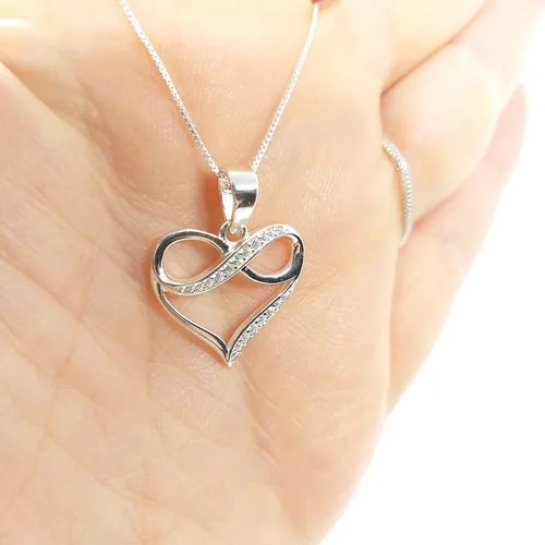 Cadenita Y Dije Corazon Infinito Piedra Mujer Plata 925 Cts | Alma Joyería Tienda Online