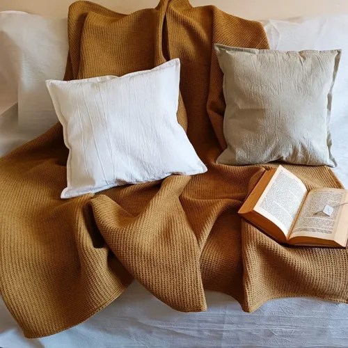 Manta Para Sillon Rustica + 2 Fundas Almohadones Tusor 50x50