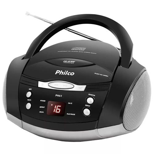 Cd Player Rádio Fm Som Portátil Philco Bivolt Preto Prata Mercado Livre